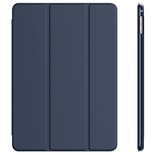 iPadair2 ケース 三つ折スタンド オートウェイクアップ/スリープ機能iPad Air 2用 (紺青)
