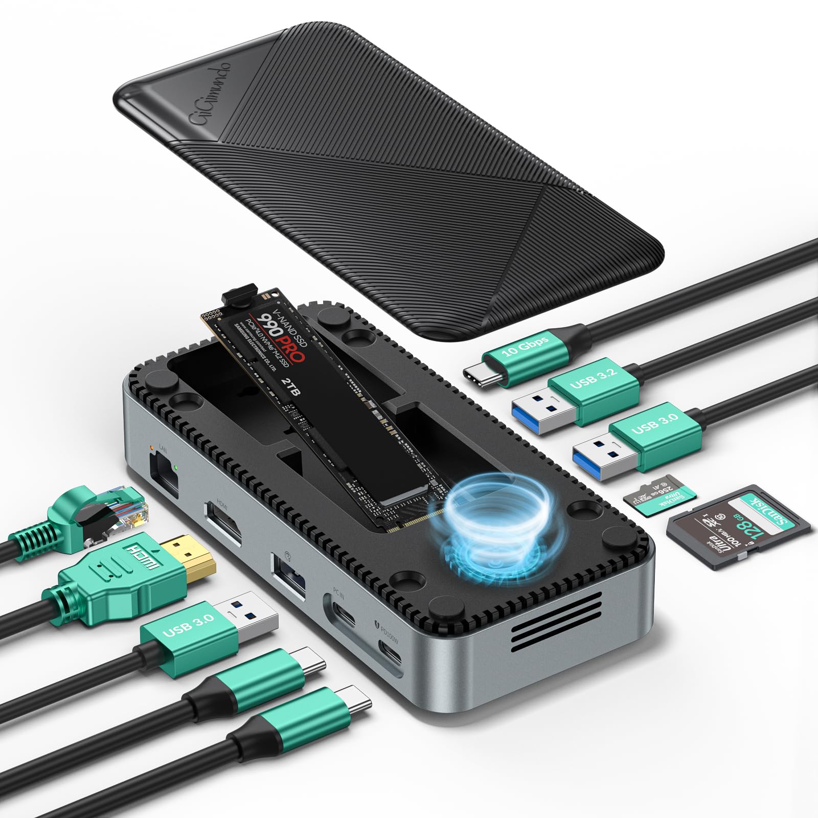 10in1 M.2 SSD 外付けケース 10Gbps USB 3.2 Gen2 M.2 NVMe SSDエンクロージャー付きUSB 送料　無料