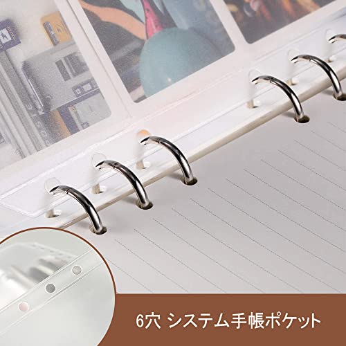 バインダーポケット 6穴 システム手帳ポケット ルーズリーフ 書類ファイリングバッグ ファスナーポケット 小物収納 防水 PVC 透 送料　無料 3