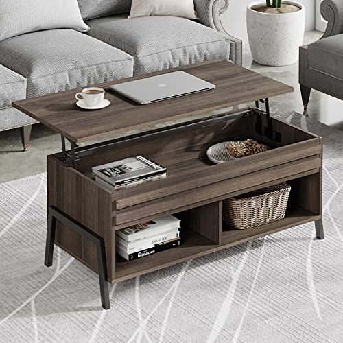 ローテーブル 昇降式 リビングテーブル 広く昇降式天板 幅106.6cm センターテーブル大容量収納空間 リ..