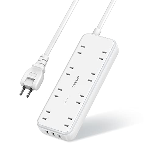 延長コード 2m 電源タップ usb付き テーブルタップ 8個AC口 3USBポート タコ足配線 oaタップ 蛸足コンセント 雷ガー 送料　無料