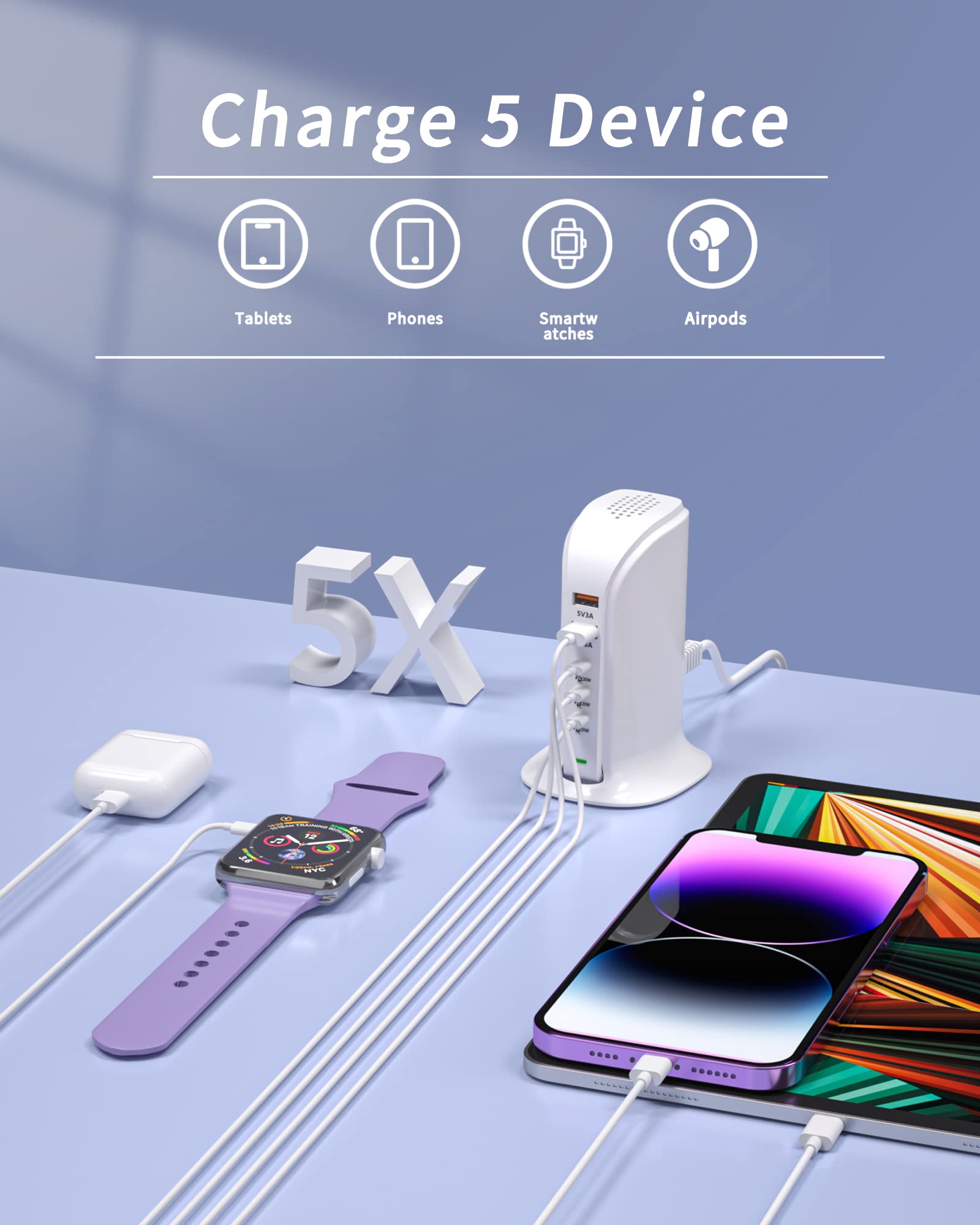 USB コンセント 60W USB充電器 6ポートPD20W USB C QC3.0 急速充電器 iPhone13 充電器 PSE認 送料　無料