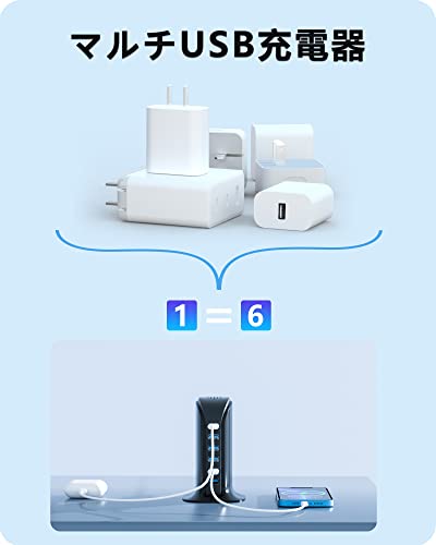 2 個USB C 充電器 20W 耐久性のあるデュアルポート QC+PD 3.0 ACアダプター IPHONE16 充電器 急速充電器 TYPE-C USBコンセント IPAD/IPHONE/ANDROID/AIRPODS SERIES など多機種対応
