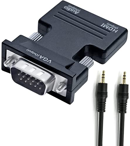 HDMI メス to VGA オス 変換 アダプター 音声出力対応 HDMI ミニDsub15ピン 変換 コネクター プラグ フルH 送料　無料