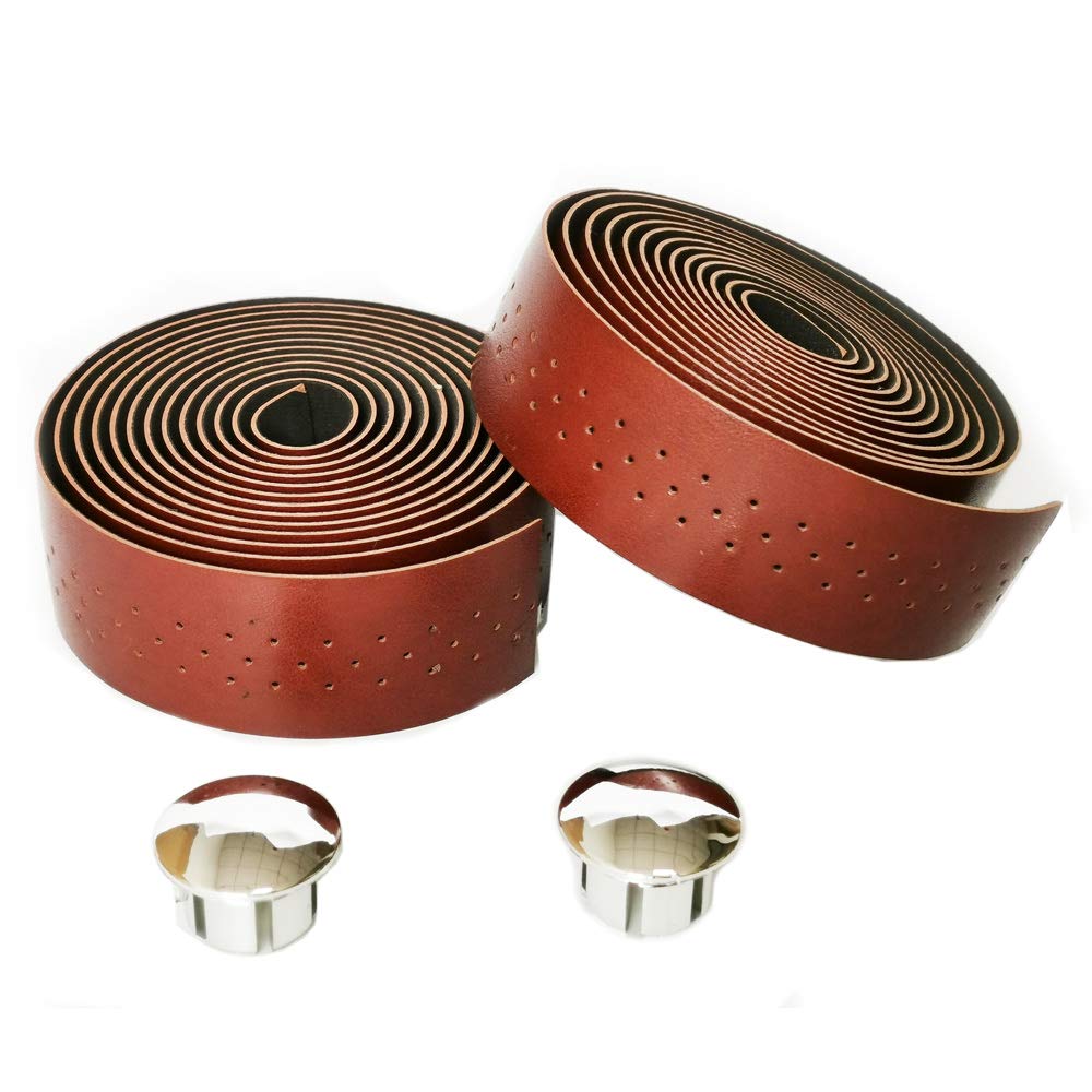 自転車 ハンドルバー テープ と 通気気孔 高級の合成PU ために ロードバイク 固定式自転車2個/セット，ダークブラウン 送料　無料