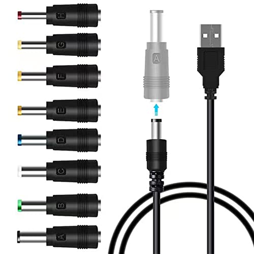 USBケーブル 8 in 1 DC電源ケーブル USB丸口 変換プラグ付き 充電コード 5.5x2.5/5.5x2.1mm 扇風機 送料　無料