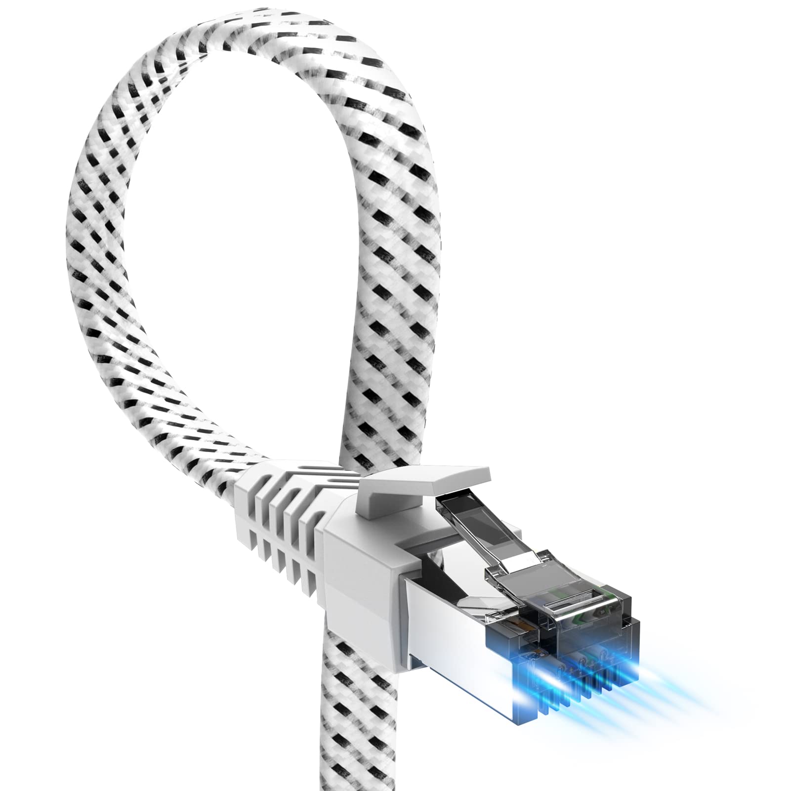 CAT8 5m LANケーブル メッシュ フラット カテゴリー8 ランケーブル 超光速40Gbps/ ...