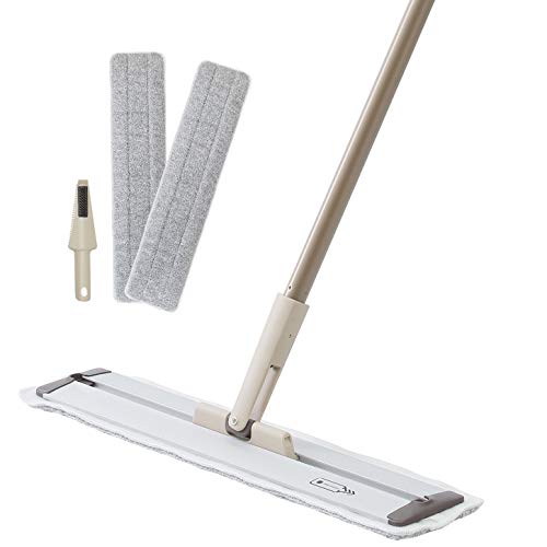 . フロアモップ フロアワイパー モップ 水拭き 乾拭き フローリング 掃除 クロス2枚 取替用 スライド式 収納便利 回転 スクレー 送料　無料