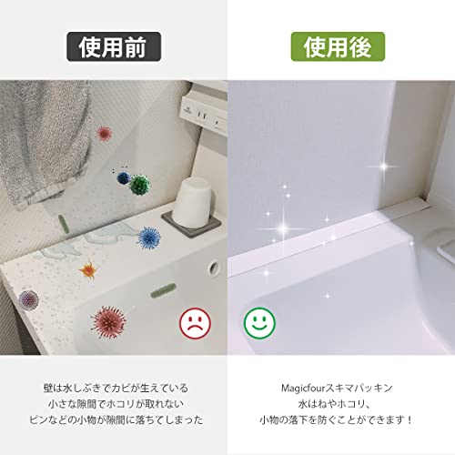 スキマパッキン 洗面台 隙間パッキン 2本 隙間ガード 水はね防止 ゴム 接着剤不要 ...