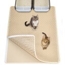 特大猫砂マット 90×60cm 猫トイレマット ダブルサイドベルクロ 4面開口デザイン 猫砂取りマット 飛び散り防止マット 二重EV 送料 無料
