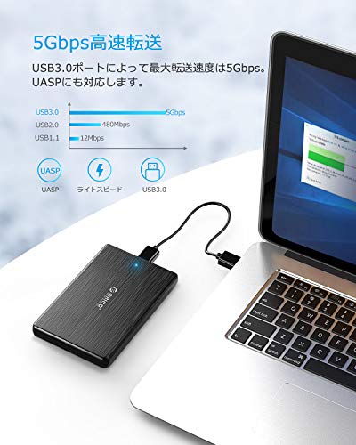 2.5インチ HDD / SSD ケース USB3.0接続 SATA 3.0 ハードディスクケース UASP対応 4TBまで 9.5 送料　無料