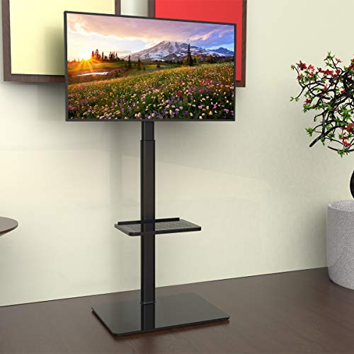 ユニバーサルフロアTVスタンド(19?42インチフラットスクリーンTV用マウント、100度回転、高さおよび傾斜機能の調節可能、2つの 送料 無料