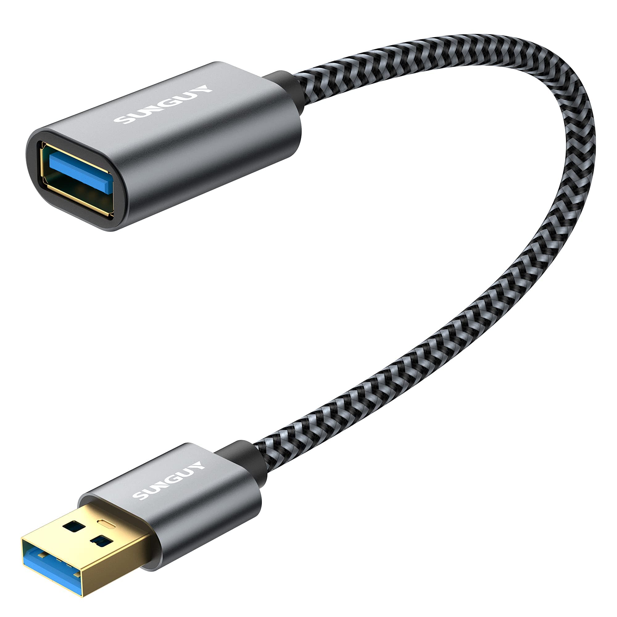USB 3.0 延長ケーブル 0.3M USB延長 5Gbps 高速データ転送 AオスAメス 延長コード ナイロン編み 金メッキコネ 送料　無料