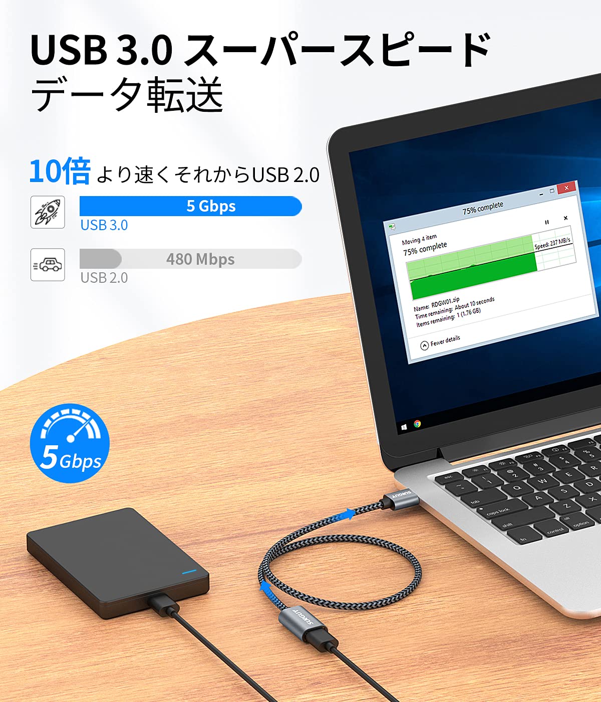 USB 3.0 ��Ĺ�����֥� 0.3M USB��Ĺ 5Gbps ��®�ǡ���ž�� A����A�᥹ ��Ĺ������ �ʥ������Ԥ� ���å����� ������̵��