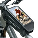 トップチューブバッグ 自転車 フレームバッグ ロードバイク スマホホルダー 三点固定 6.8インチスマホ対応 防水 大容量 TPU高感 送料　無料