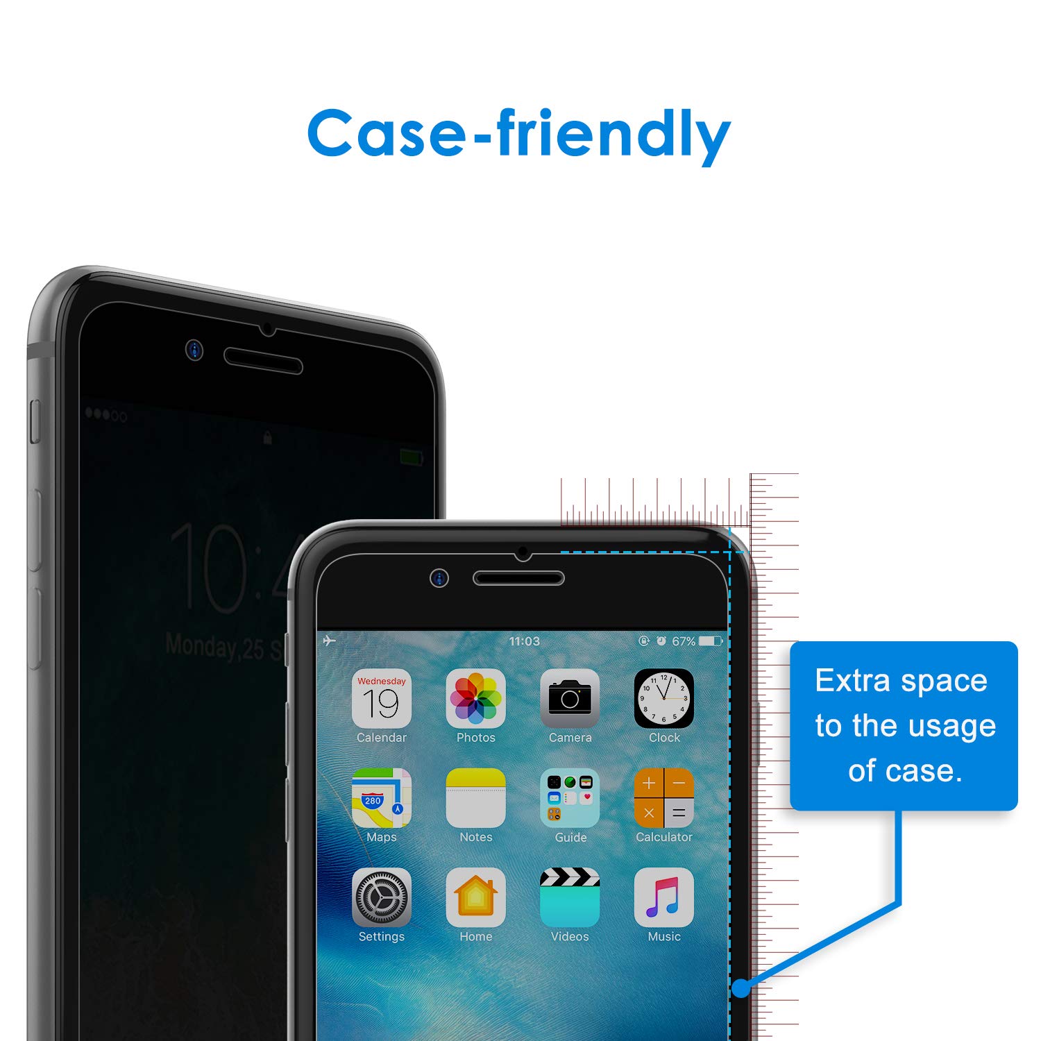 iPhone 8 Plus/iPhone 7 Plus 強化ガラスフィルム 覗き見防止 プライバシー保護フィルム 2枚セット 送料　無料