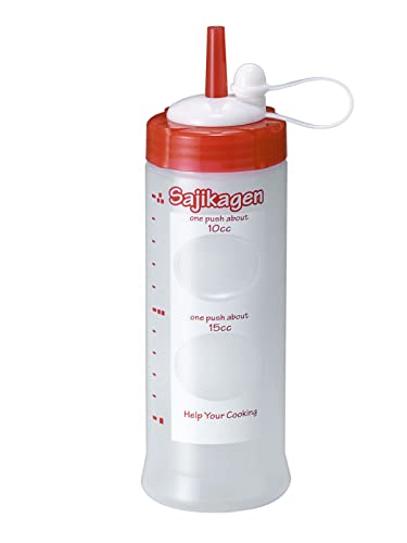 台和 調味料ボトル ドレッシングボトル 400ml レッド 目盛り付き ワンプッシュ 10cc 15cc さじかげんM ME400S 送料　無料