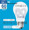 シリカ電球 60W形 2個パック 100~110V仕様 消費電力54W シリカ電球&一般電球の代替として。 送料 無料