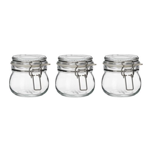 IKEA イケア KORKEN　ふた付き容器　クリアガラス　3ピースセット　可愛らしい手のひらサイズ 送料　無料