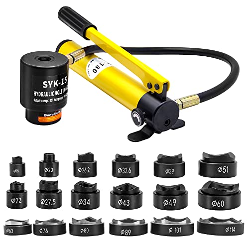 油圧パンチャー 手動穴あけパンチ 15トン ステンレス鋼 鉄板 工事 建築 工業 金型付き SYK1518種類金型 送料 無料