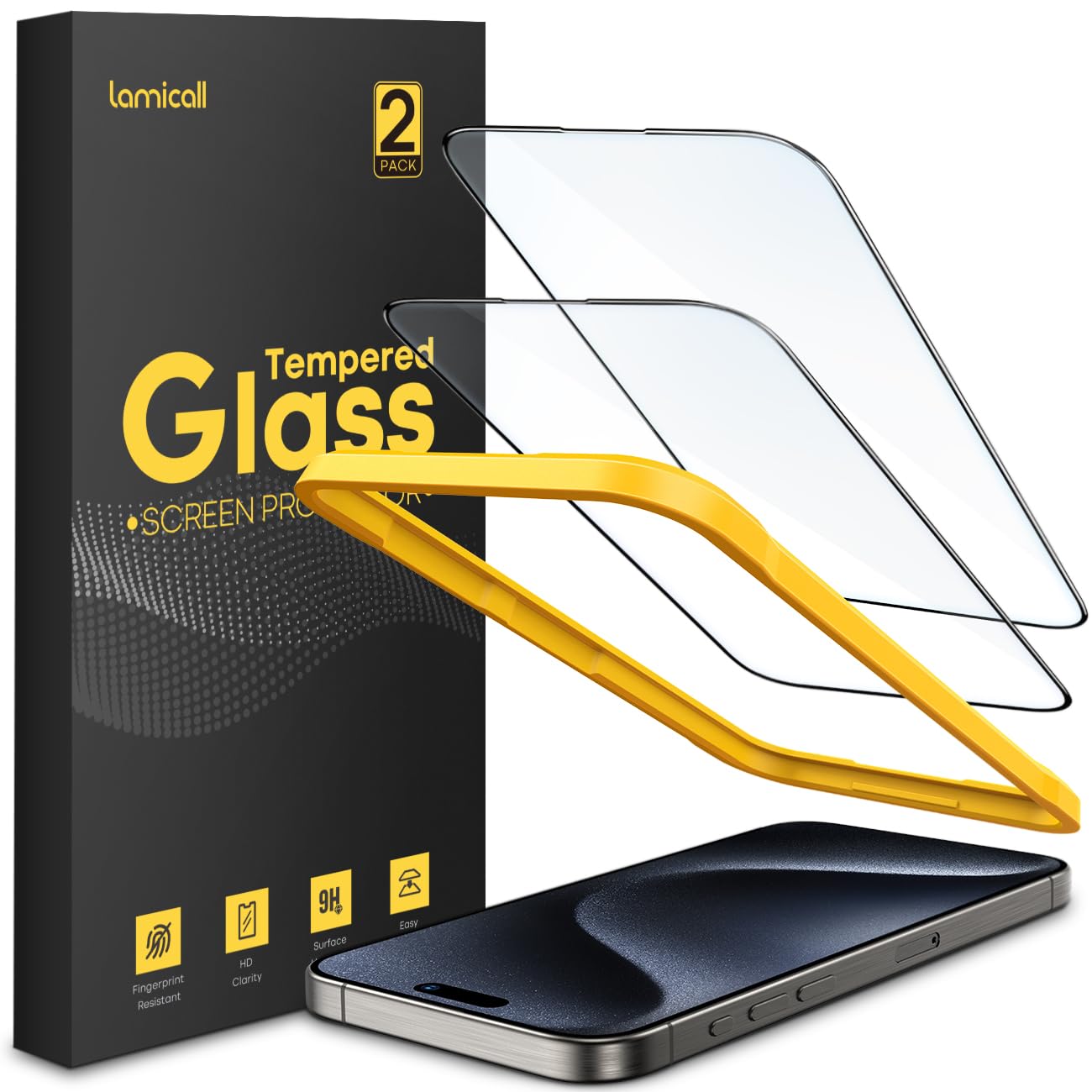 2枚セット・米国SGガラス iPhone 15 Pro Max ガラスフィルム ：9H硬度 iPhone 15 Pro Max 保護フ 送料　無料