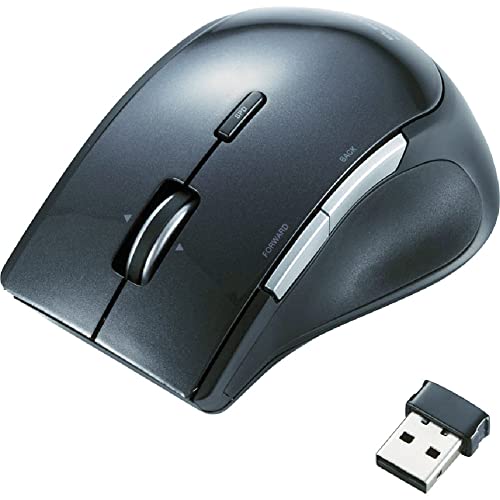 Rakuten - エレコム マウス ワイヤレス レシーバー付属 Mサイズ 5ボタン 戻る・進むボタン搭載 BlueLED ブラック MBL22DBBK 送料　無料