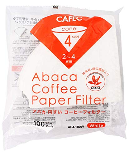 CAFEC 三洋産業 コーヒーフィルター 白 2~4杯用 アバカ 円錐形 100枚入 送料　無料