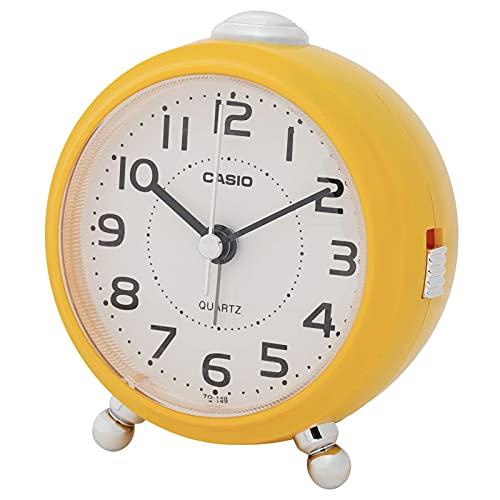CASIOカシオ 目覚まし時計 黄色 アナログ 小型 スヌーズ ライト付き TQ1499JF 送料　無料