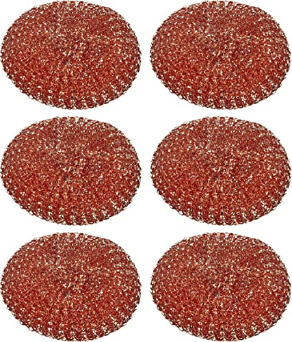 富士商 たわし 銅 キッチンスポンジ 6個入 直径9×厚さ2cm 雑菌の繁殖を防止 頑固な汚れに 純銅タワシ F..