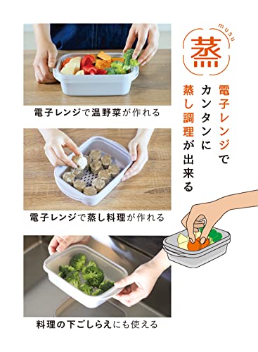 蒸し器 スクエア 抗菌 レンジで簡単蒸し調理器 atomico グレー 送料　無料 lachic12-10144338 La chic ラ・シック サンプル画像3