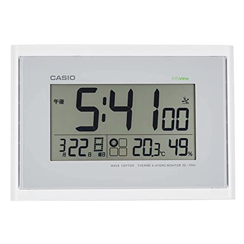 CASIOカシオ 置き時計 電波 ホワイト デジタル 生活環境 温度 湿度 カレンダー 表示 置き掛 ...