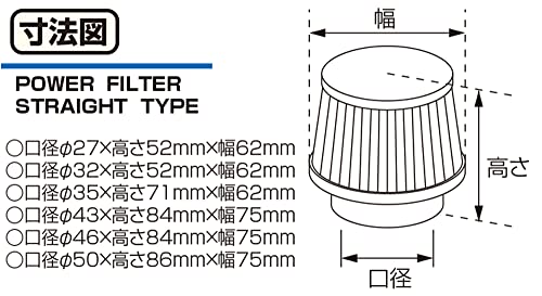 キタコKITACO パワーフィルター クロームメッキ φ35 ストレート 汎用 5150000350 送料　無料 2