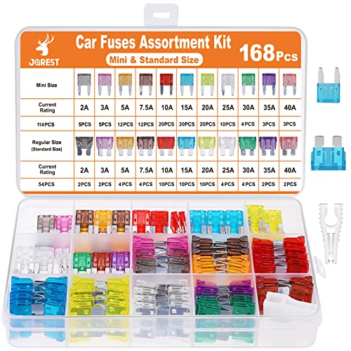 168個カーヒューズキット、114個ミニ平型ヒューズ + 54個平型ヒューズ + 1個ヒューズクリップ、 車/トラック/ 送料　無料