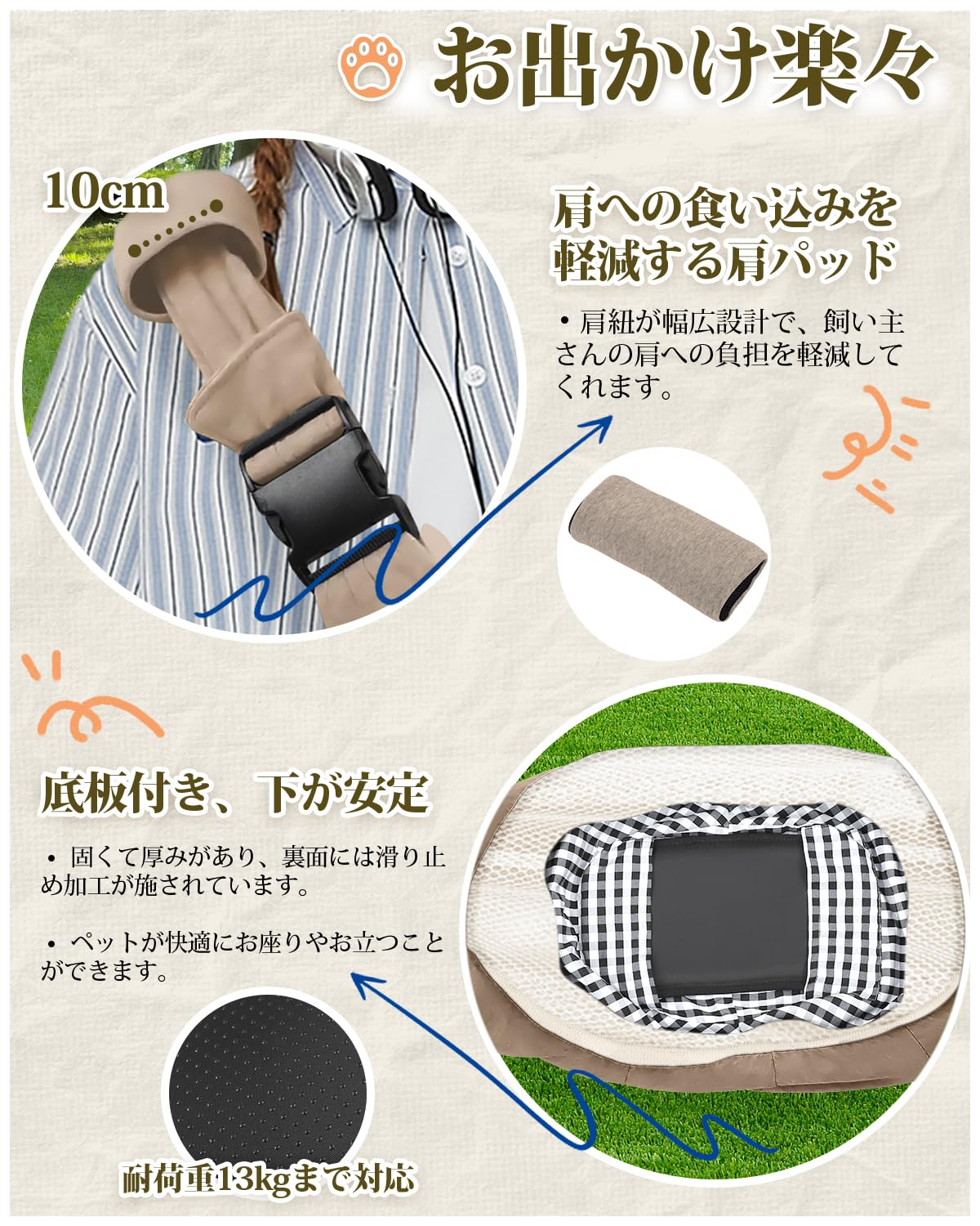 ペットスリング ペット バッグ 抱っこ紐 犬猫兼用 小型犬 キャリーバッグ 肩パッド...