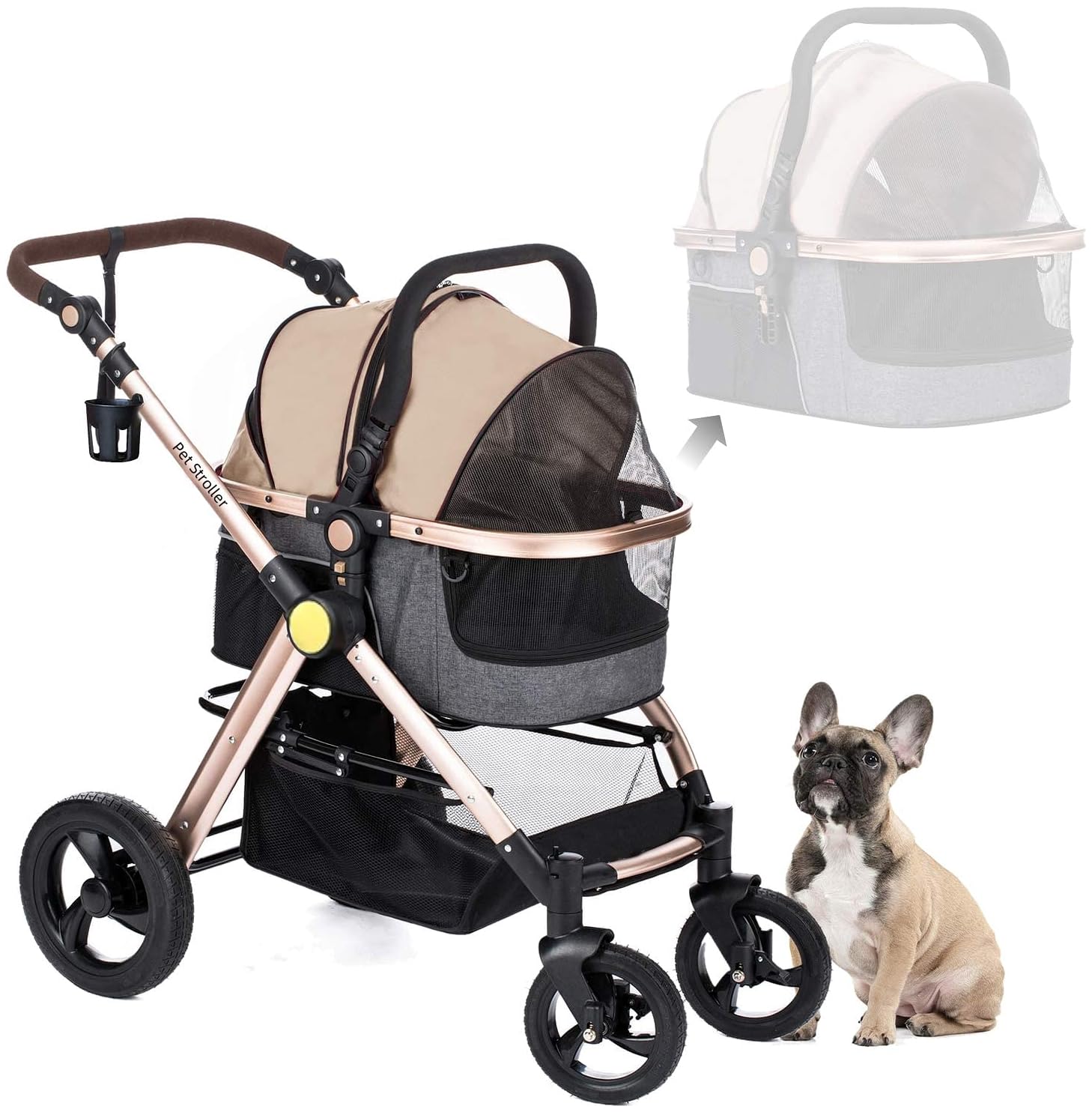ペットカート 分離型 小型犬 犬用カート 多頭用 ペットバギー 取り外し可能&折りたたみ式&対面式  ...