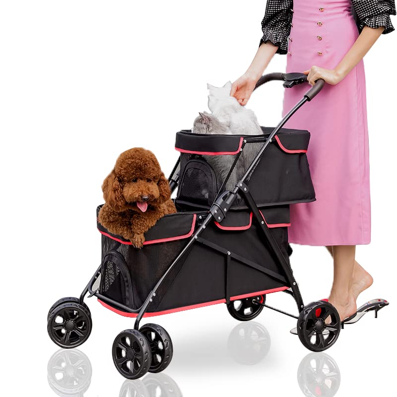 ペットカート 犬カート ペットバギー 犬用キャリーカート 二段式 多頭用 猫犬兼用 分離型 独立カゴ ...