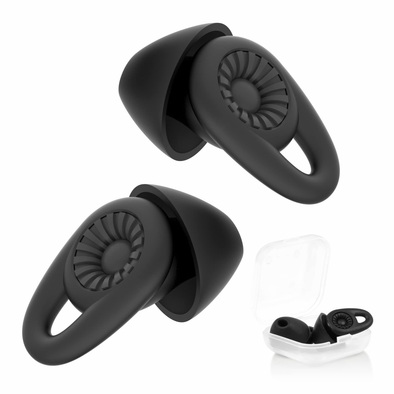 コードなし・ブラック ・遮音性能UPの睡眠用 耳栓Q21耳栓は耳の角度と形状を徹底的に分析して生まれた独特な形状の耳栓です。騒音を34dbカットできます。従来の製品より遮音性能UP！日常の騒々しさを心地の良い静けさに変えてくれます。また、大幅な円形傘構造での外耳道の形に沿ってぴったり塞ぐ、騒音をちゃんと和らげます。※外界音を完全に塞ぐのではなく、高い音から低い音までの全ての音域で音圧を34dB 減衰します。・に基づいた2点改良の設計お客様のお声より、弊社は「つけ心地」を重視し、新型耳栓は2点の改良を実現します。耳栓の耳に入れる部分の長さを短縮し、耳の奥にたどりつけないです。また、耳栓端末の突出ひれの部分をもっと巧に設計し、ちゃんと耳甲介腔に隠れできます。耳にフィットし外れにくく、睡眠中に装着しても抜け落ちません。長時間装着していると耳穴が圧迫されて違和感を感じないんです。・優れた素材＆快適なつけ心地環境保護、無毒性の柔らかい素材を採用し、汚れても水洗いすれば清潔に再使用でき、衛生的です。柔軟性抜群で、睡眠時など長時間装着しても耳が痛くならない快適なつけ