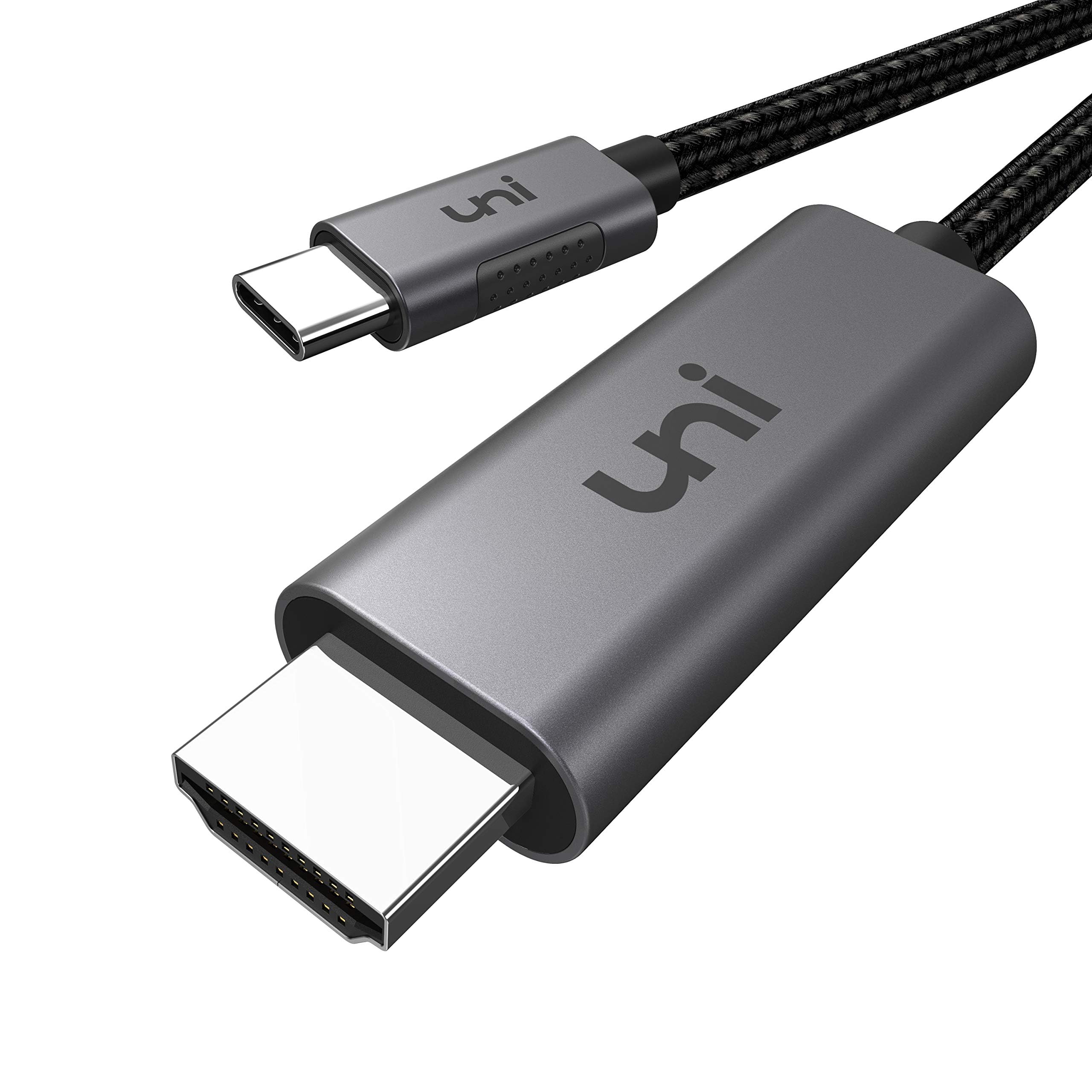 ・グレー 1.8M ・USB TypeCからHDMIへ映像変換このUSBC HDMI 変換ケーブルは、USB Type C端子を搭載した機器（スマホ・iPad Pro・タブレット・ノートパソコン）の映像信号を変換し、HDMI端子を搭載した機器（ディスプレイ・テレビ・プロジェクターなど）に出力することができます。??特別注意：車載ナビには非対応。製品詳細やサポートが必要ならお問い合わせを。・4K@60Hz高解像度、遅延なし最大3840x2160 @ 60Hz4K x 2K、フルHD1080P @ 60Hzのビデオ解像度をサポートしています。オーディオとビデオ信号を同期的に送信し、遅滞なく究極の視覚体験を提供します。ミラーモードまたは拡張モードをサポートします。・高耐久・高品質・高質感TypeC HDMIケーブルが高級のアルミニウム製シェルを採用、ケーブルは耐久性に良いナイロン材料製なので、損傷しにくく長期間使用できます。滑り止めクリップ付き、プラグとアンプラグする時更に楽です。・幅広い機種対応MacBook Pro air / iPad Pro 2