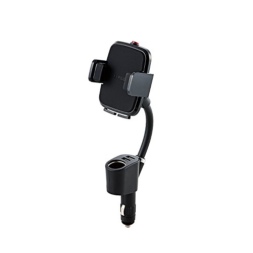 エレコム 車載ホルダー スマホスタンド シガーソケットタイプ 幅4.5cm~9cmまで対応 USBポート×2個付 4.8A ブラック 送料　無料