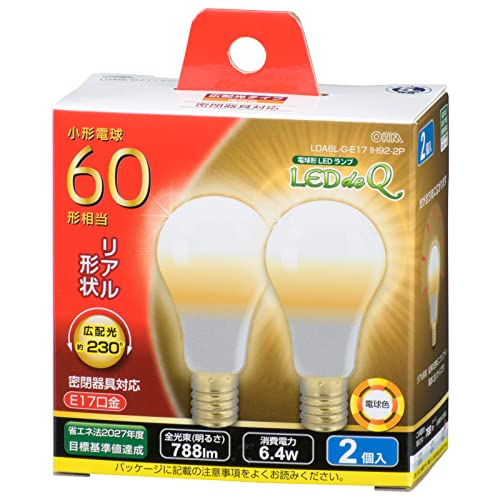 OHM LED電球 小形 E17 60形相当 電球色 2個入 LDA6LGE17IH922 送料 無料