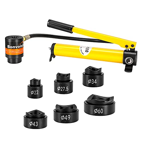 油圧パンチャー 油圧パンチ 8トン 1.6mmステンレス鋼/アルミ 3mm軟鋼/鉄 工事 建築 工業 6種類金型付き 日本語取扱説明 送料 無料