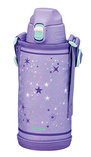 ピーコック 水筒 800ml 保冷 真空断熱構造 ワンタッチ 直飲み ポーチ付 本体丸洗いOK ステンレスボトル パープルスター AJ 送料　無料