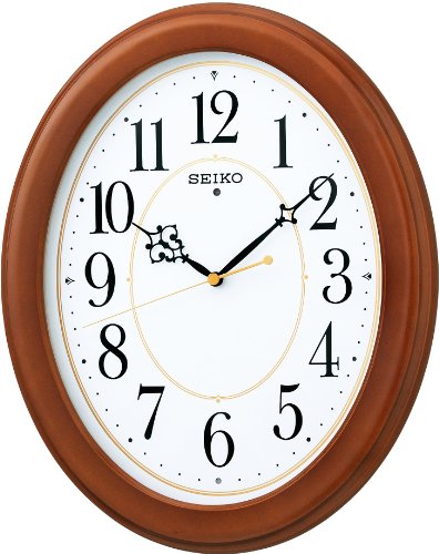 セイコークロックSeiko Clock セイコー クロック 掛け時計 電波 アナログ 楕円型 木枠 茶 木地 KX390B 送料　無料 1