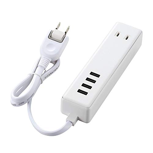 エレコム 電源タップ USB コンセント 60cm USB×4個 AC差し込み口×2個 3.4A ホワイト MOTU112406WH 送料　無料