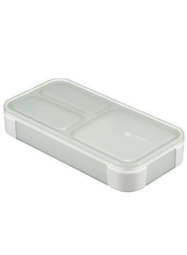 フードマン 弁当箱 立てて運べる 薄型弁当箱 400ml 抗菌 ライトグレー 汁漏れしにくい Wシーリング 4点ロックでしっかり固 送料　無料