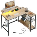 l字デスク 幅107cm パソコンデスク 収納 コンセント付き2口のACコンセント+1口のUSBポート)ゲーミング ledライト付き 送料 無料
