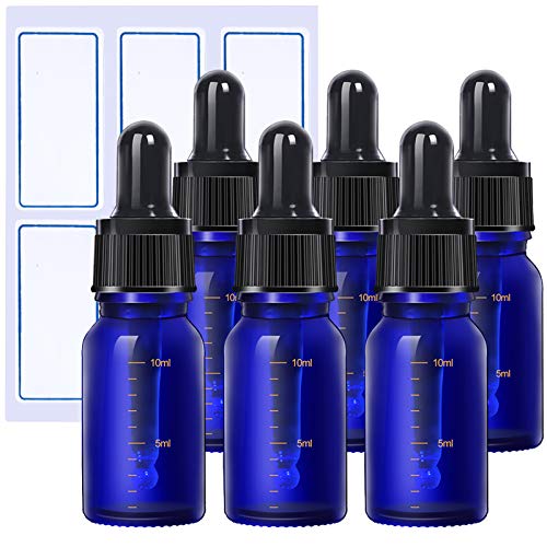 スポイト付き遮光瓶 10ml アロマオイルボトル 6本 遮光瓶 ラベルシール付き 精油瓶 目盛り付き ...