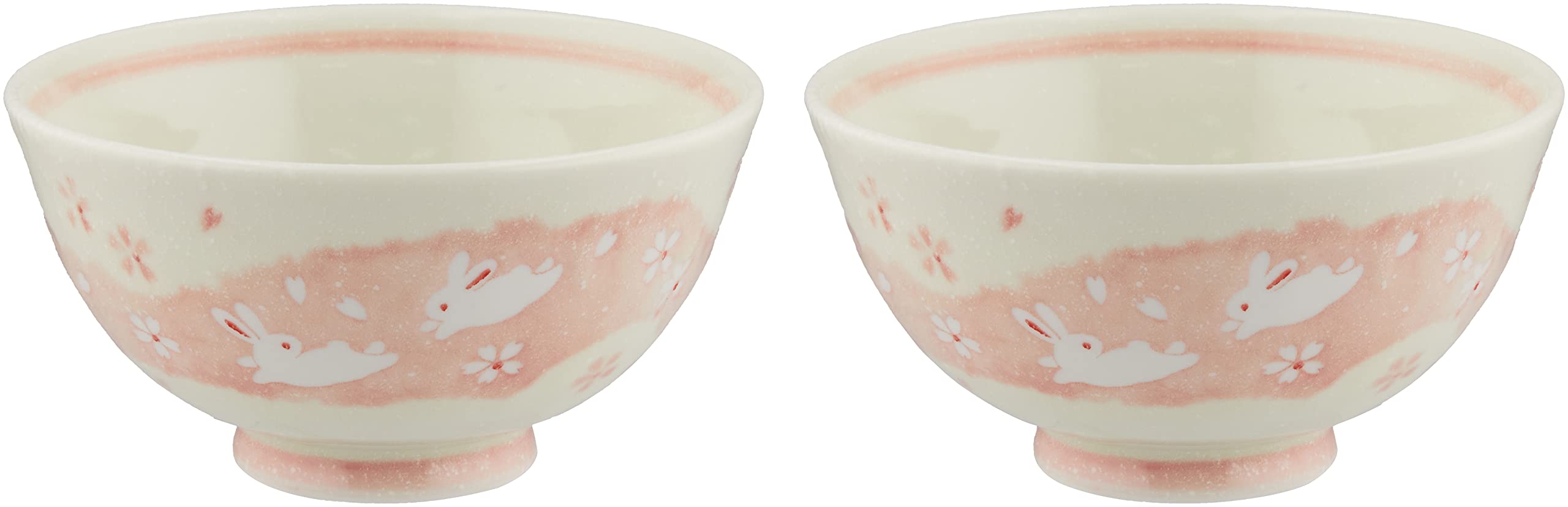 ちぎり絵うさぎ赤 ゆらぎ茶碗φ11×6c ヶセット EYUKO