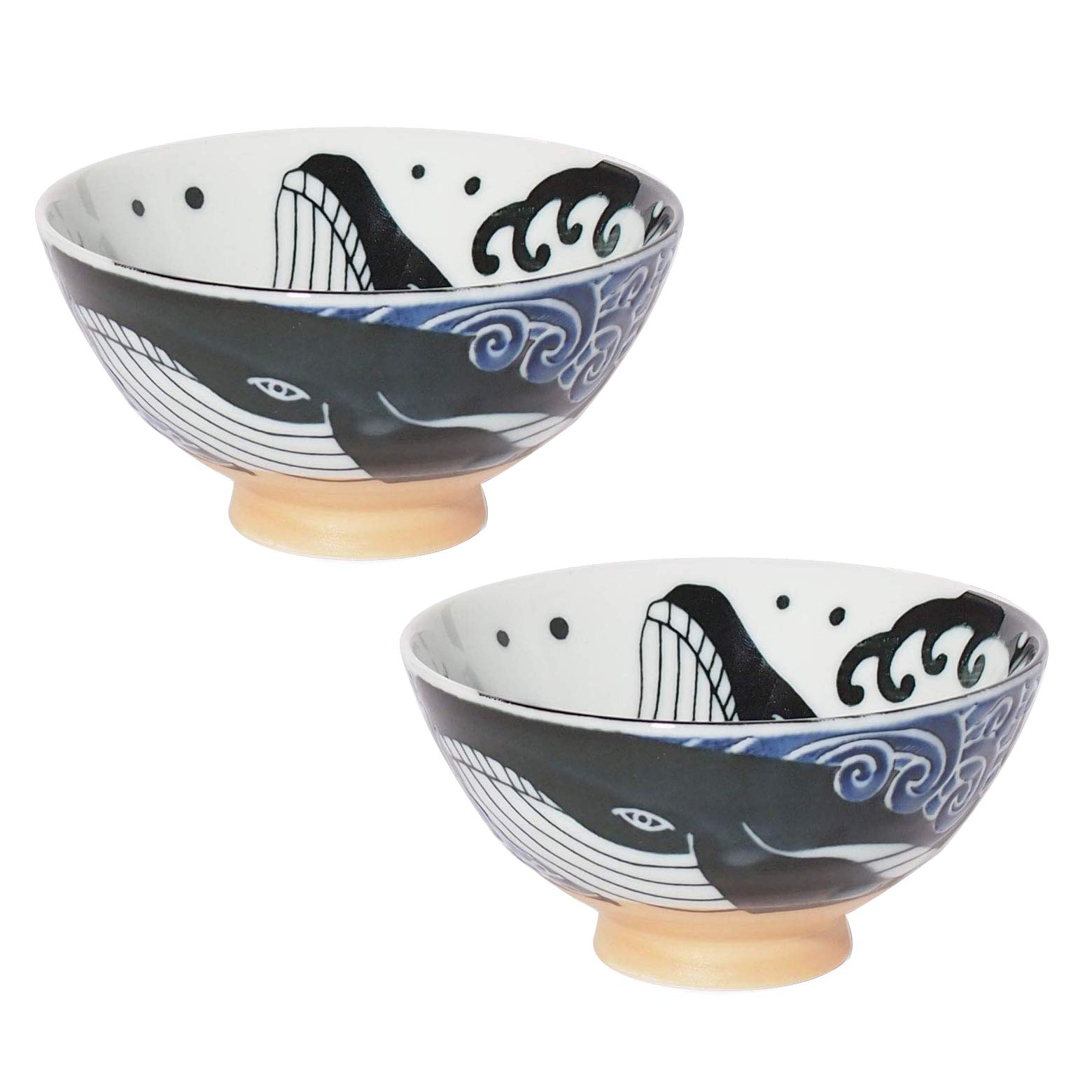 みのる陶器Minortoki 飯碗 白波くじら 青 直径11.8c 個入