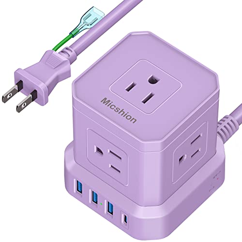 Micshion キューブ型電源タップ(400W 延長コード コンセントsb付き 雷ガード 5個A口 3個Bポート 1個ype タコ足配線 テ Micshion キューブ型電源タップ(400W 延長コード コンセントsb付き 雷ガード 5個A口 3個Bポート 1個ype タコ足配線 テ